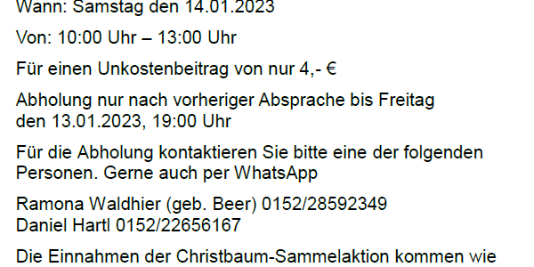 Christbaumsammelaktion der Jungen Union Christbaumsammelaktion der Jungen Union
